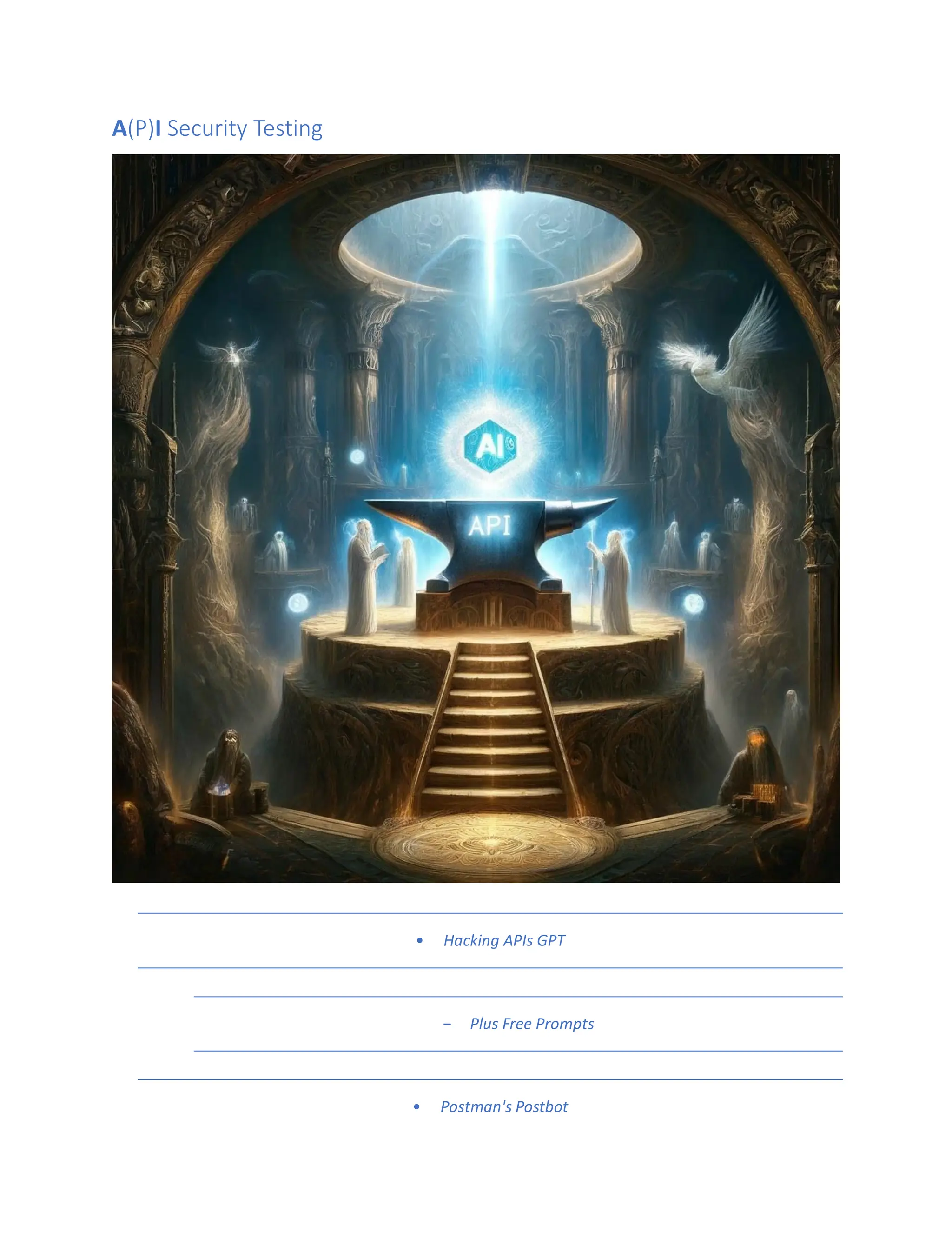 A(P)I Security Testing
• Hacking APIs GPT
- Plus Free Prompts
• Postman's Postbot
 
