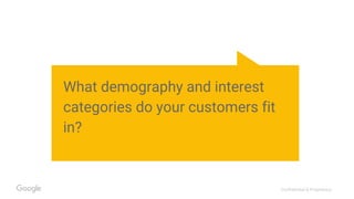 Confidential & Proprietary
What demography and interest
categories do your customers fit
in?
 
