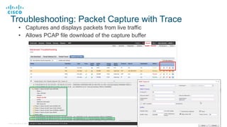 Cisco Confidential 41© 2016 Cisco and/or its affiliates. All rights reserved.
Troubleshooting: Packet Capture with Trace
•...