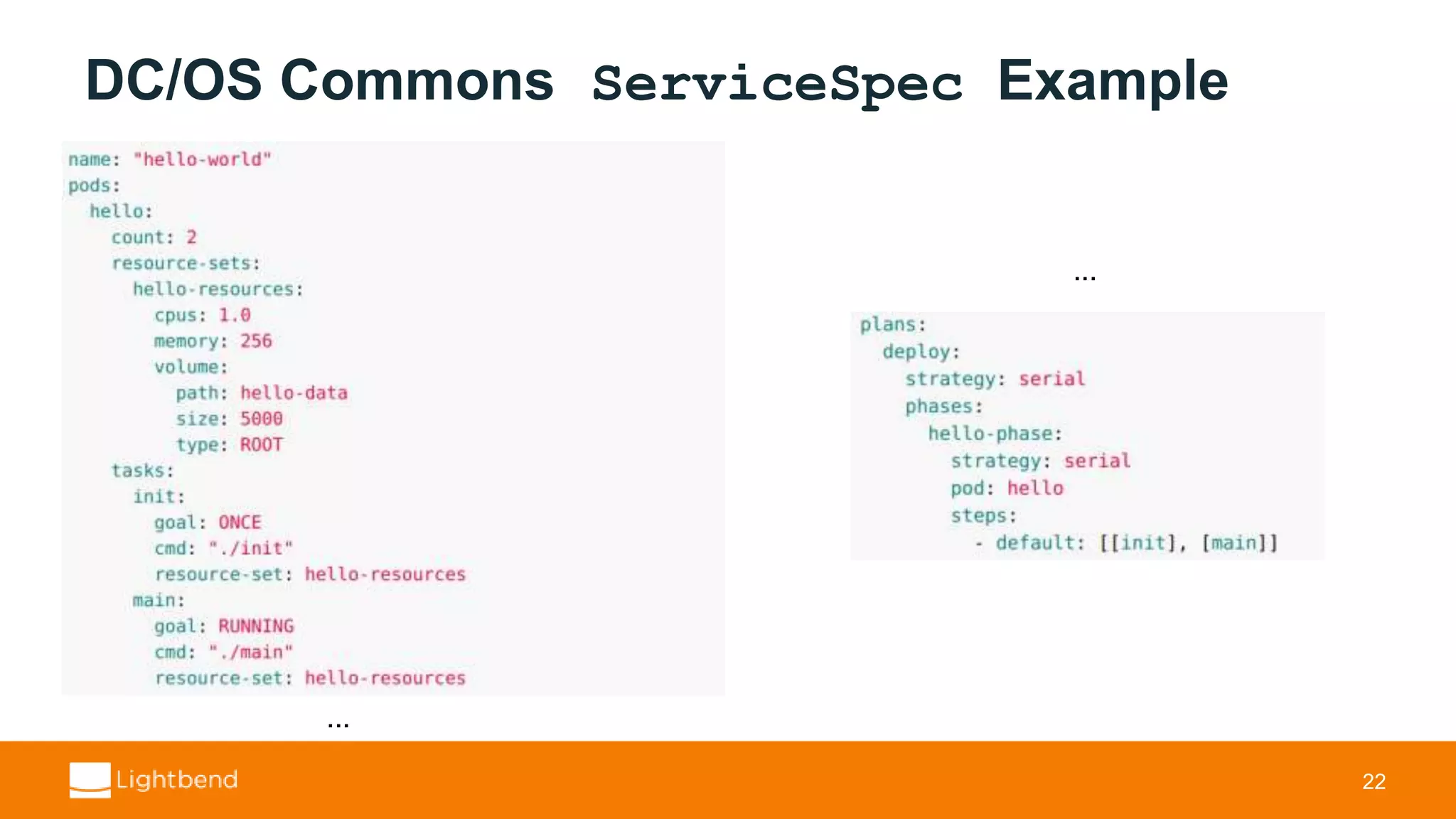 DC/OS Commons ServiceSpec Example 22 ... ... 
