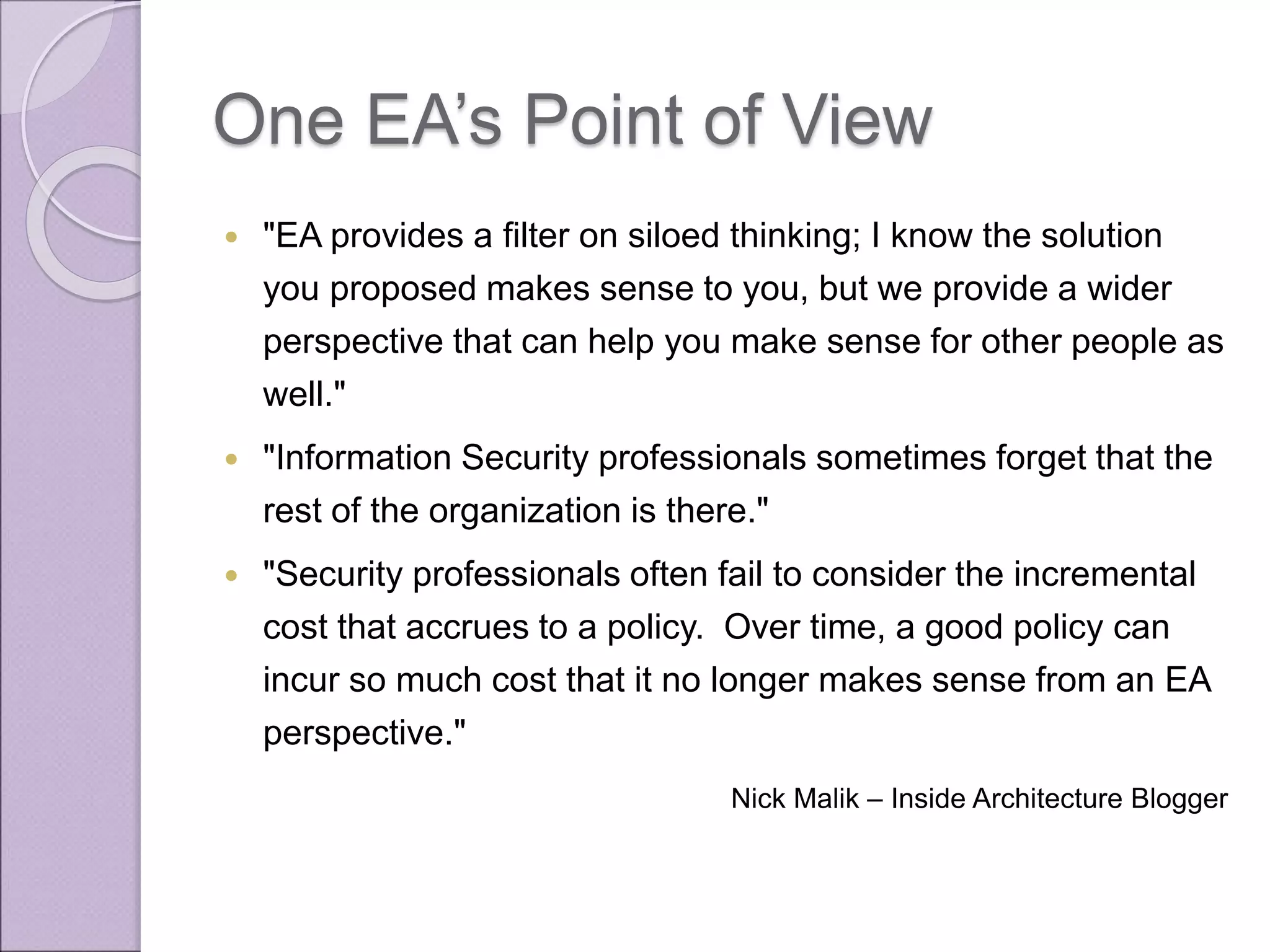 Putting the Business in Enterprise Information Security Architecture