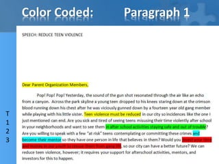 Color Coded: Paragraph 1 
T 
1 
2 
3 
B 
B 
B 
B 
 