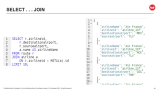 Confidential and Proprietary. Do not distribute without Couchbase consent. © Couchbase 2021. All rights reserved. 18
SELECT . . . JOIN
 