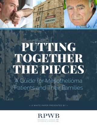 PUTTING
TOGETHER
THE PIECES
A Guide for Mesothelioma
Patients and Their Families
— A W H I T E PA P E R P R E S E N T E D BY —
RPWBR I C H A R D S O N , P A T R I C K ,
W E S T B R O O K & B R I C K M A N
LLC
 