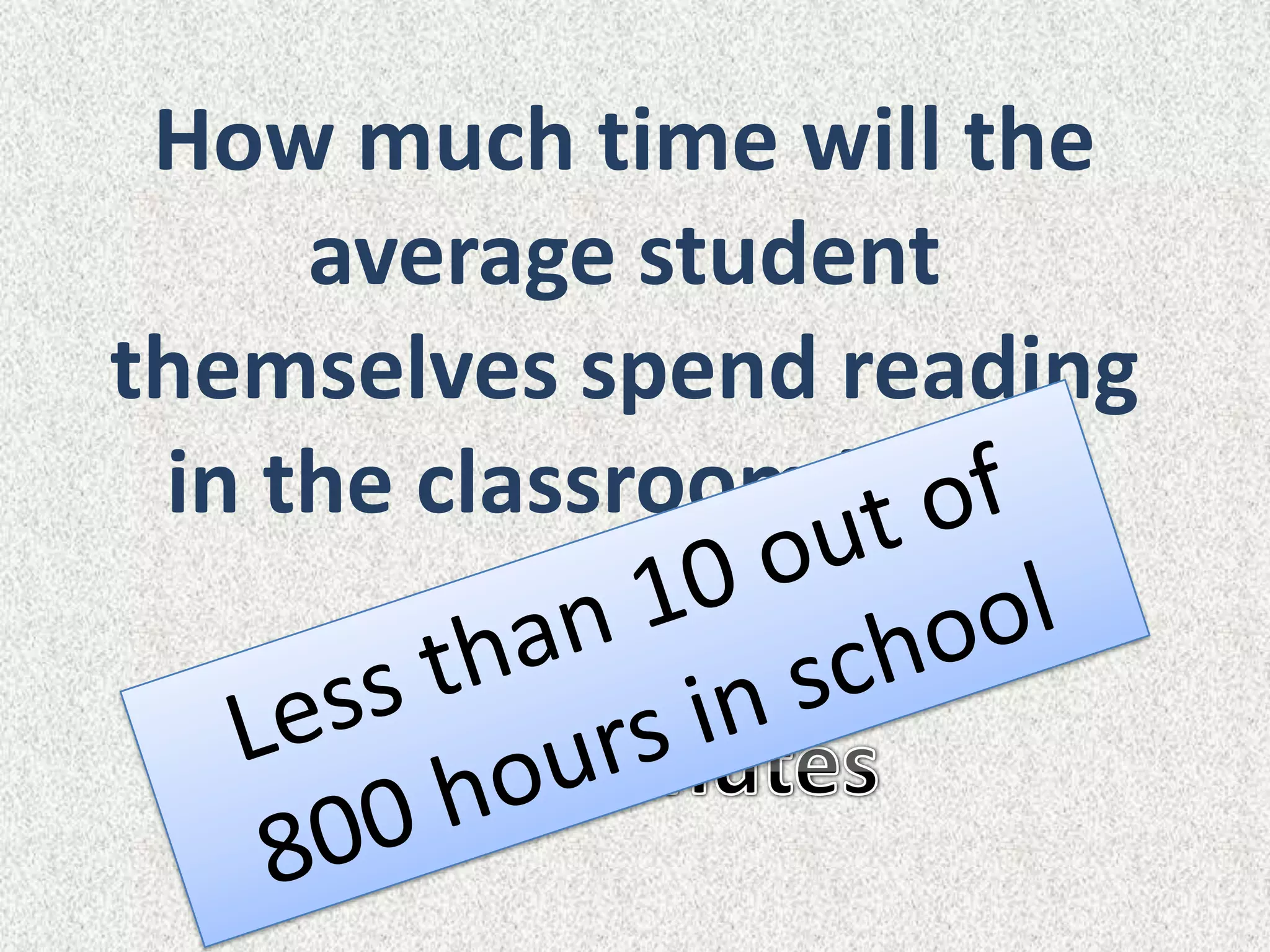 How much time will the
     average student
themselves spend reading
 in the classroom in one
           year?
 