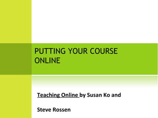 PUTTING YOUR COURSE ONLINE ,[object Object]