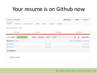 Your resume is on Github now
All rights reserved by www.mynerdy.com
 