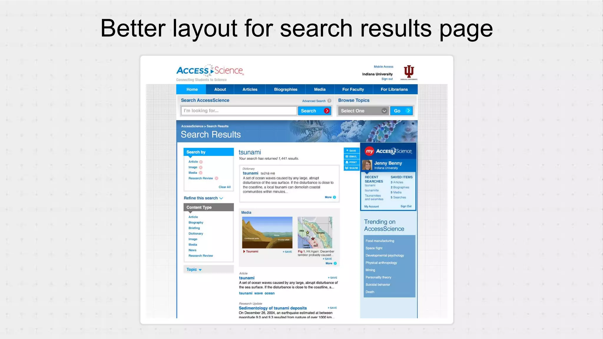 Better layout for search results page
 