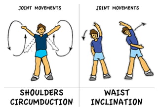 SHOULDERS
CIRCUMDUCTION
WAIST
INCLINATION
JOINT MOVEMENTS
JOINT MOVEMENTS