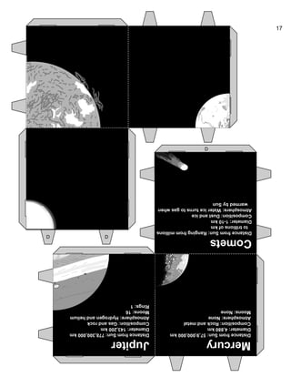 17
Comets
DistancefromSun:Rangingfrommillions
totrillionsofkm
Diameter:1-10km
Composition:Dustandice
Atmosphere:Watericetu...