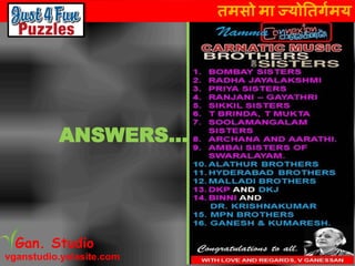 तमसो मा ज्योततर्गमय
vganstudio.yolasite.com
Gan. Studio
ANSWERS…
 