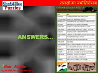 तमसो मा ज्योततर्गमय
vganstudio.yolasite.com
Gan. Studio
ANSWERS…
 