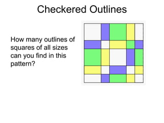 Checkered Outlines

How many outlines of
squares of all sizes
can you find in this
pattern?
 