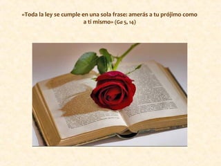 «Toda la ley se cumple en una sola frase: amerás a tu prójimo como
a ti mismo» (Ga 5, 14)
 