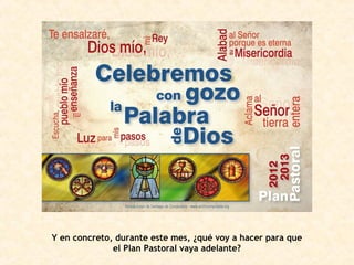 Y en concreto, durante este mes, ¿qué voy a hacer para que
el Plan Pastoral vaya adelante?
 