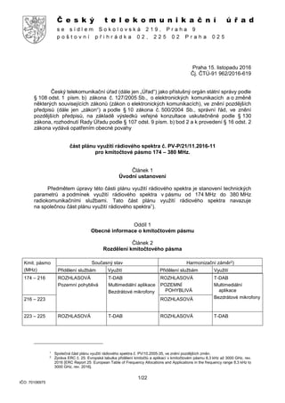 1/22
Praha 15. listopadu 2016
Čj. ČTÚ-91 962/2016-619
Český telekomunikační úřad (dále jen „Úřad“) jako příslušný orgán st...