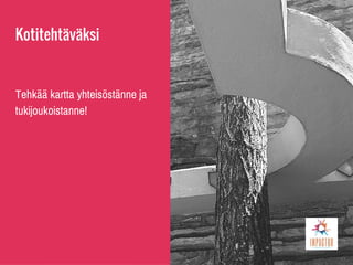 Kotitehtäväksi
Tehkää kartta yhteisöstänne ja
tukijoukoistanne!
 