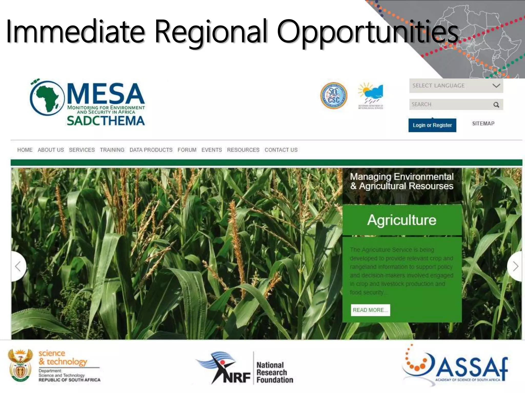 Immediate Regional Opportunities
 