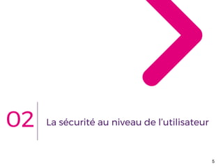 La sécurité au niveau de l’utilisateur
5
02
 