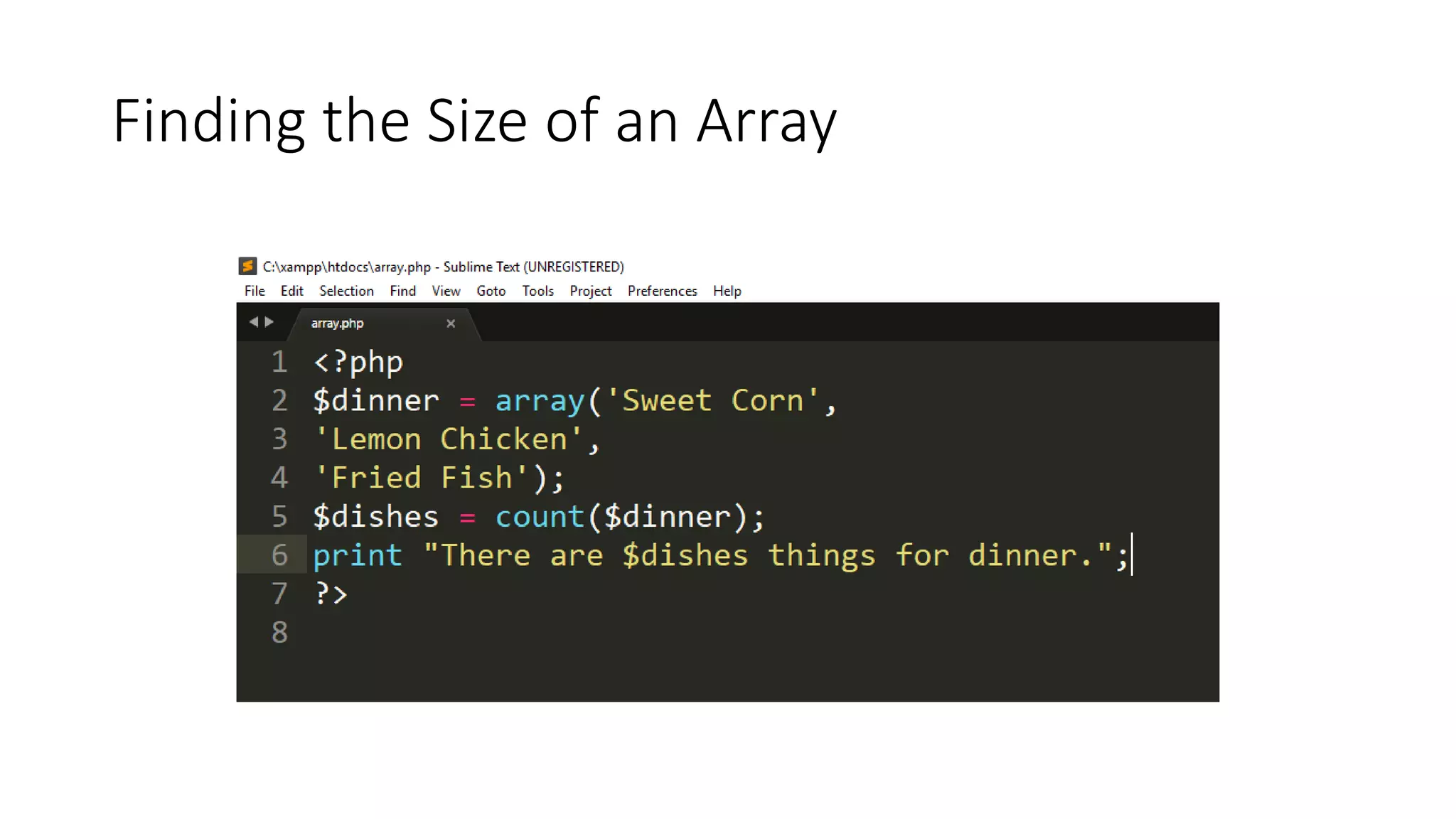 Finding the Size of an Array
 