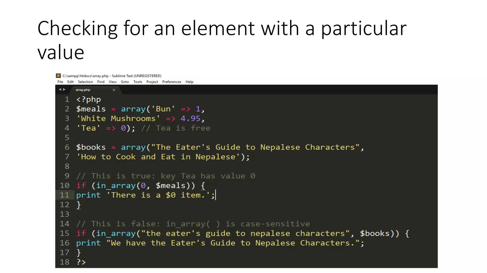 Checking for an element with a particular
value
 