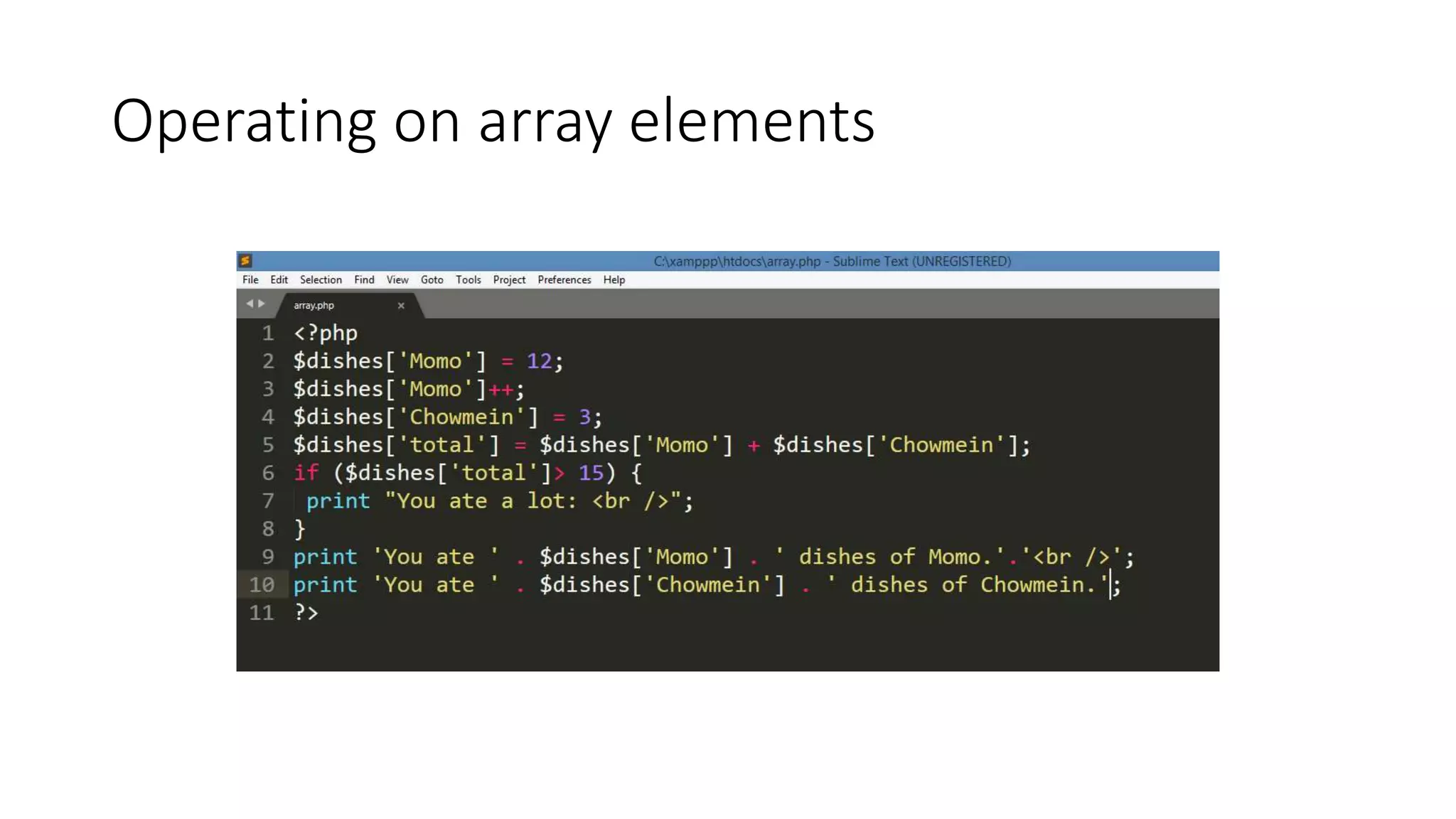 Operating on array elements
 