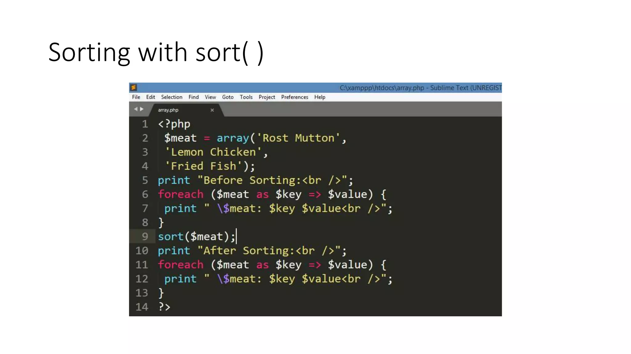 Sorting with sort( )
 
