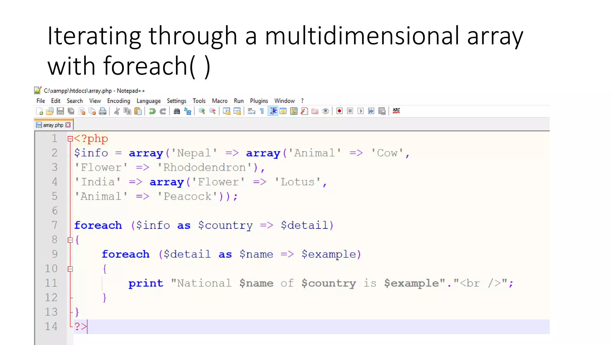 Iterating through a multidimensional array
with foreach( )
 