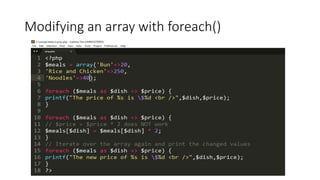 Modifying an array with foreach()
 