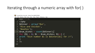 Iterating through a numeric array with for( )
 