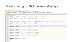 Manipulating multidimensional arrays
 