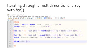 Iterating through a multidimensional array
with for( )
 