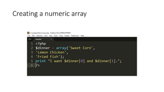 Creating a numeric array
 