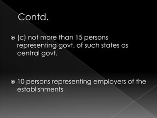 Contd.<br />(c) not more than 15 persons representing govt. of such states as central govt.<br />10 persons representing e...