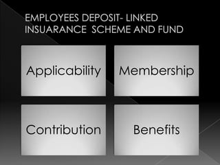EMPLOYEES DEPOSIT- LINKED INSUARANCE  SCHEME AND FUND<br />
