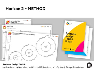 Horizon 2 – METHOD
Systemic Design Toolkit
co-developed by Namahn – shiftN – MaRS Solutions Lab - Systemic Design Association
 