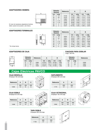 Guía de Instalación
      Instalación
1.	 Corte el tubo con una segueta.                                                             5.	 Aplique una pequeña cantidad de
	 Asegúrese que el corte esté a                                                                	 soldadura líquida en el interior de
	 escuadra usando una caja guía.                                                               	 la campana o del accesorio.




2.	 Quite las rebabas y las marcas de
	 la segueta. (Use una lima o papel
	 lija).
                                                                                               6.	   Una el tubo con el accesorio
                                                                                               	     asegurándose de un buen asenta-
                                               4.	   Limpie bien las superficies que se        	     miento y déle un cuarto de vuelta
                                               	     van a conectar tanto del tubo como        	     para distribuir la soldadura, man-
                                               	     del accesorio, con un trapo limpio        	     tenga firmemente la unión por 30
                                               	     h u m e d e c i d o en Limpiador          	     segundos.
                                               	     Removedor PAVCO.




3.	   Aplique generosamente soldadura
	     líquida al exterior del extremo del
	     tubo, por lo menos en un largo igual
	     al de la campana del accesorio.




      Almacenamiento
      1.	 Para su almacenamiento en la obra, la Tubería debe soportarse horizontalmente en toda su longitud.
      2.	 El piso debe estar libre de puntillas y otros objetos que puedan dañar la Tubería.
      3.	 La altura máxima a que debe almacenarse la Tubería es de 1.50 mt.
      4.	 En caso de almacenarse a la intemperie, los tubos y accesorios deben cubrirse con polietileno, permitiendo
      	 circulación de aire dentro de la Tubería.
      5.	 La soldadura líquida no debe someterse a extremos de calor o frío y el sitio debe estar bien ventilado ya que la
      	 soldadura es inflamable.




                                                                                                                                          43
 