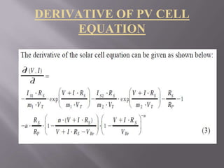 DERIVATIVE OF PV CELL
EQUATION
 