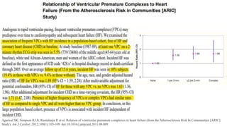 Agarwal SK, Simpson RJ Jr, Rautaharju P, et al. Relation of ventricular premature complexes to heart failure (from the Atherosclerosis Risk In Communities [ARIC]
Study). Am J Cardiol. 2012;109(1):105-109. doi:10.1016/j.amjcard.2011.08.009
 