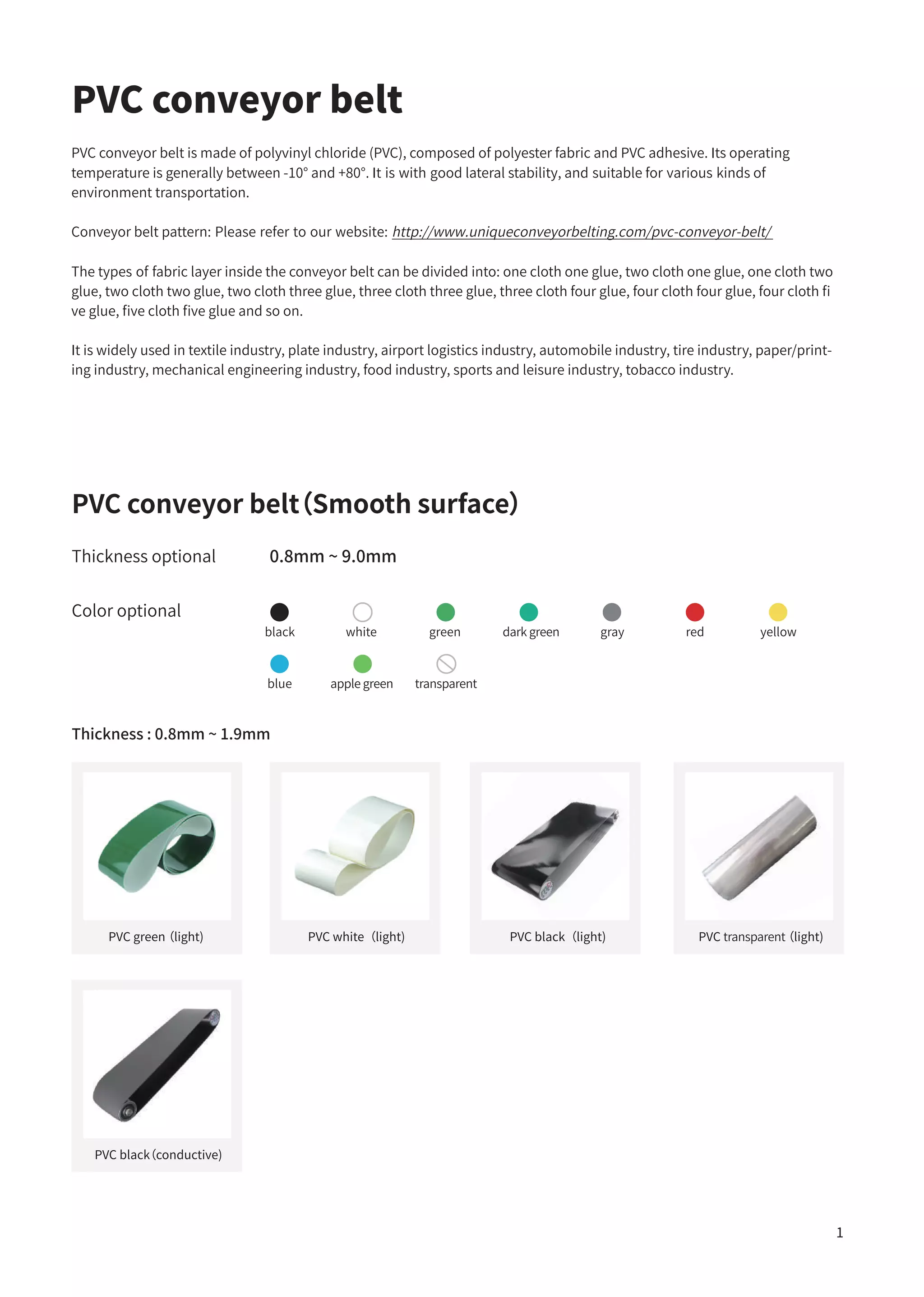 PVC and PU conveyor belt catalog PDF