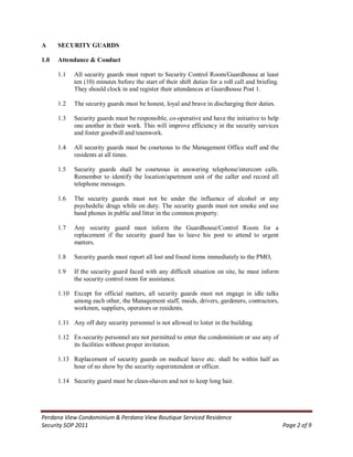 Security Guards Message Pvc security sop1.1 | PDF