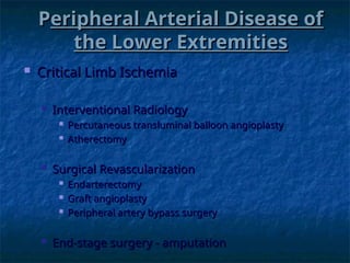 vascular disorder peripheral arterial disease of the lower extremetes | PPT