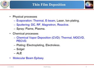 11/2/2023 Vivek Garg 8
Thin Film Deposition
 