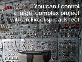 You can’t control
      a large, complex project
     with an Excel spreadsheet




© Project Value Delivery, 2012
www.ProjectValueDelivery.com     58
 