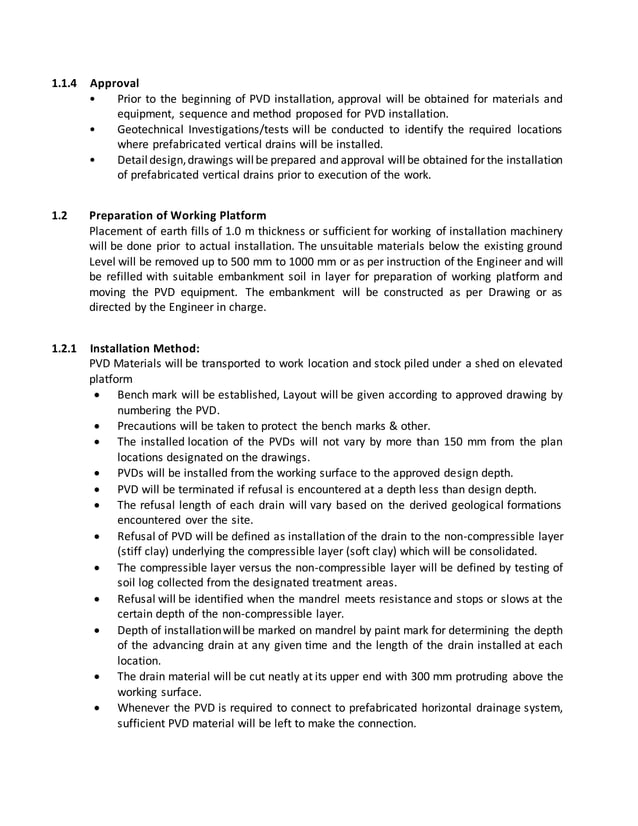 Prefabricated Vertical Drains (PVD) method statement PDF