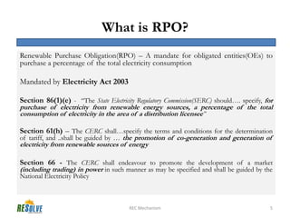 What is RPO?
Renewable Purchase Obligation(RPO) – A mandate for obligated entities(OEs) to
purchase a percentage of the to...