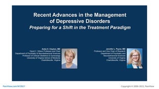 Recent Advances in the Management of Depressive Disorders: Preparing for a Shift in the Treatment Paradigm