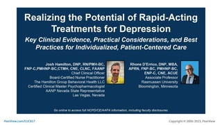 Realizing the Potential of Rapid-Acting Treatments for Depression: Key Clinical Evidence, Practical Considerations, and Best Practices for Individualized, Patient-Centered Care