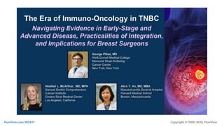 The Era of Immuno-Oncology in TNBC: Navigating Evidence in Early-Stage and Advanced Disease, Practicalities of Integration, and Implications for Breast Surgeons