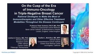 On the Cusp of the Era of Immuno-Oncology in Triple-Negative Breast Cancer: Rational Strategies to Make the Most of Immunotherapies and Other Effective Treatment Modalities Throughout the Disease Continuum